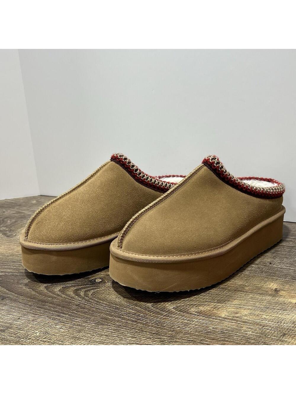 Serra Tan Platform Mule Sneakers with Red Trim